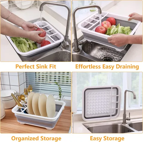Vista 4 de Goderewild Escurridor de Platos Plegable para Secar Platos - Diseño que Ahorra Espacio y Plegable con Componentes Extraíbles Versátiles