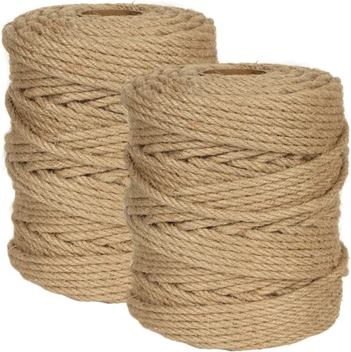 656 Ft x 6 MM Natural Jute Twine, 1/4” Heavy Duty Hemp Rope, 100% Natural Twisted Twine Hemp Rope for Cat Tree Tower,Strong Burlap Cord for DIY