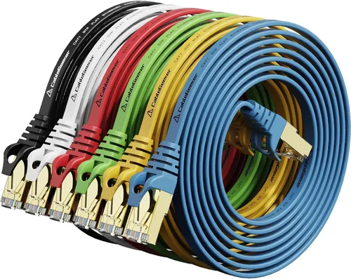 Vista 11 de Cable blindado Cat 7 para conexión de Ethernet (cable de la más alta velocidad), plano, tiene un conector RJ45 a prueba de enganche, para módem