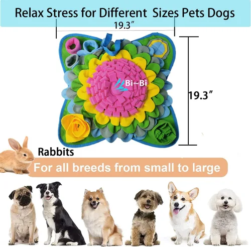 Vista 3 de Tapete de olfateo para perros, tapete de alimentación para cachorros, tapete para olfatear mascotas, gatos y gatos, interactivo, juguetes