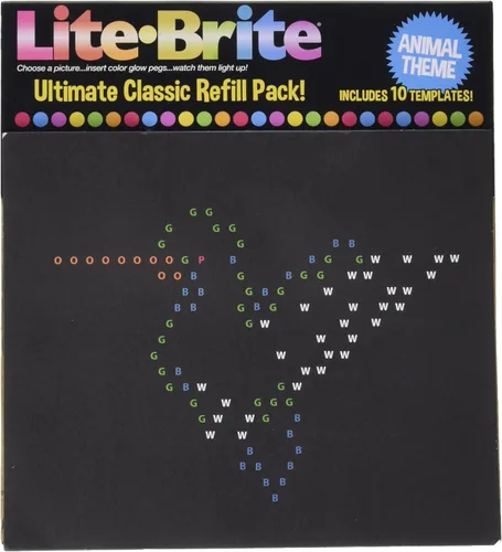 Vista 2 de Lite Brite Paquete de recarga clásico definitivo, tema animal, 10 plantillas reutilizables, exclusivo de Amazon