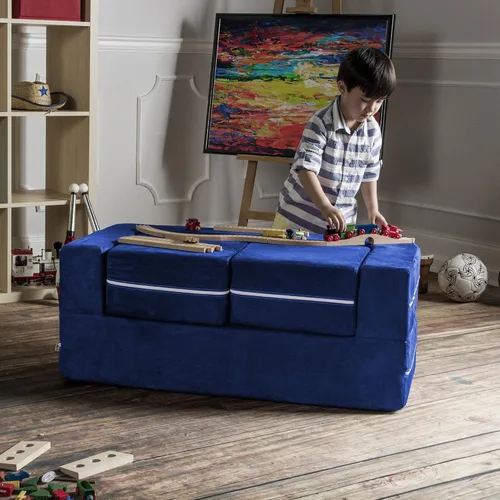 Vista 30 de Jaxx Zipline - Sofá biplaza modular para niños, otomana y tumbona plegable, color carbón