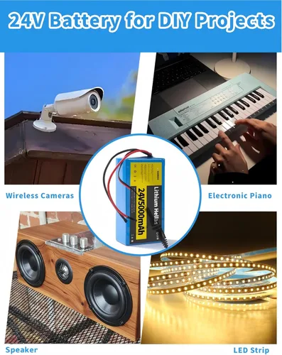 Vista 6 de Paquete de 2 baterías de litio de 24 V 5 Ah con cargador de 29.4 V 1 A, batería recargable de 24 V para juguetes al aire libre y proyectos