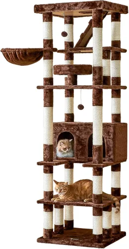 MWPO Árbol grande para gatos de 74.8 pulgadas con postes rascadores cubiertos de sisal y condominio, torre alta para gatos, muebles de patio de