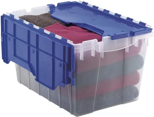 Vista 2 de Akro-Mils 66486 CLDBL Caja de almacenamiento de plástico de 12 galones con tapa adjunta, 21-1/2 pulgadas x 15 pulgadas x 12-1/2 pulgadas