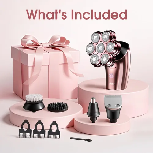 Vista 4 de Maquinillas de afeitar eléctricas para mujeres: afeitadora corporal recargable 5 en 1, recortadora de bikini húmeda y seca 7D, removedor de pelo