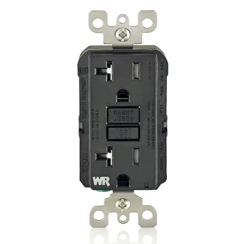 Vista 9 de Leviton SmartlockPro receptáculo resistente al clima, comprobación automática, con guía de luz e indicador LED, GFWT1-E