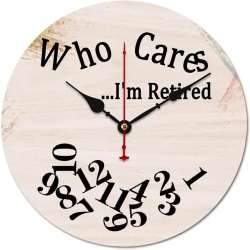 Vista 38 de Who Cares I'm Retired - Reloj de pared de madera para dormitorio, reloj de pared sin números, para colgar en la pared, sin tictac, para decoración
