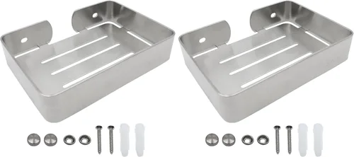 Soap Dish Stainless Steel Silver Soap Dish Holder Wall Mounted Shower Soap Holder with Screws, Sturdy Soap Dish for Bar Soap Stylish Soap Dish