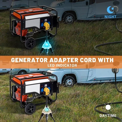 Vista 5 de MECMO Adaptador de distribución RV de 30 amperios a 20 amperios de 110 V NEMA TT-30P macho a 3X 5-15R/5-20R, 30 Amp a Triple 15 Amp / 20 Amp 3