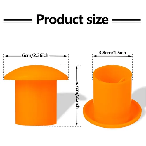 Vista 3 de Tapas de extremo de barra de refuerzo de hongos, tapas de seguridad de plástico para estacas de concreto #3-#7, 3/8-1 pulgada, naranja, 50