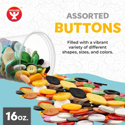 Vista 2 de 500 botones surtidos (aproximadamente) para manualidades – Contenedor a granel de 1 libra – Botones pequeños y grandes para coser, camisas, ropa