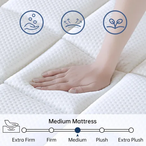 Vista 3 de Full Size Mattress, 10 Inch Hybrid Full Mattress in a Box, Cool Gel Memory Foam Mattress, Back Pain Relief & Strong Edge Support, Individual Wrapped