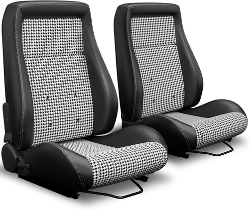 Vista 13 de Universal Classic PVC OBS Style Asientos con dos deslizadores reclinables de respaldo bajo Racing asiento de cubo (negro)