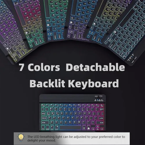 Vista 2 de Funda para teclado para Galaxy Tab S6 Lite de 10.4 pulgadas 2024/2022/2020, cubierta de teclado Bluetooth magnético desmontable con retroiluminación