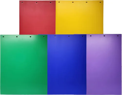 Vista 2 de Guardabarros de camión semirremolque de 24 x 30 pulgadas por par - Poli resistente a la intemperie - Rojo - Verde - Azul - Morado - Amarillo