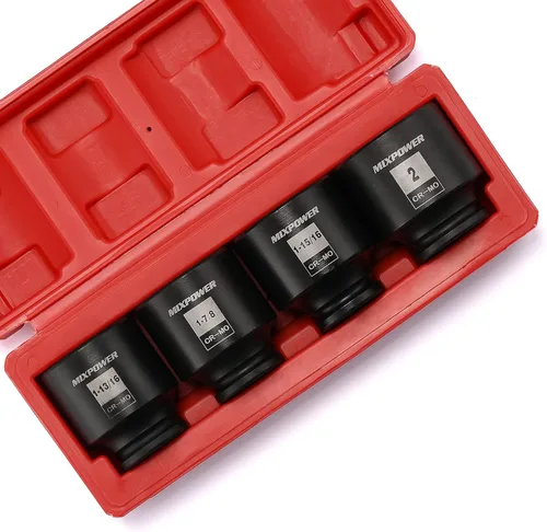 Vista 8 de MIXPOWER Juego de dados de impacto profundo de 1/2 pulgada, pulgadas, Cr-Mo, 6 puntos, 1-13/16", 1-7/8", 1-15/16", 2", 2", 4 piezas 1/2 pulgada Dr.