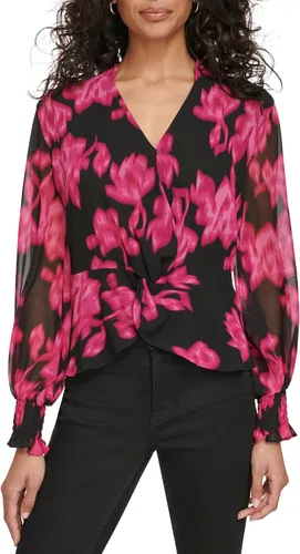 Vista 2 de Calvin Klein Blusa estampada con cuello en V para mujer