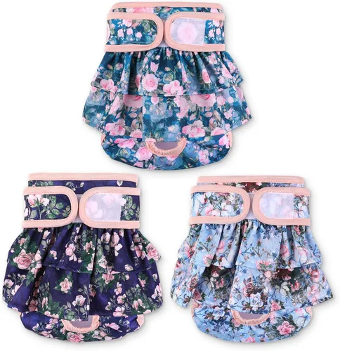 NOYAL Pañales lavables para perras, reutilizables, de alta absorción, a prueba de fugas, paquete de 3 unidades