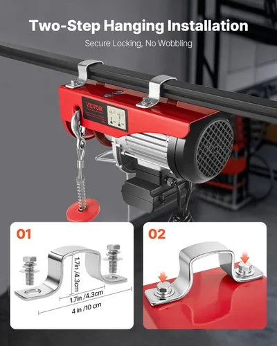 Vista 6 de VEVOR Polipasto eléctrico con control remoto, cabrestante eléctrico de 1320 libras, polipasto eléctrico de 110 V con control con cable de 14 pies