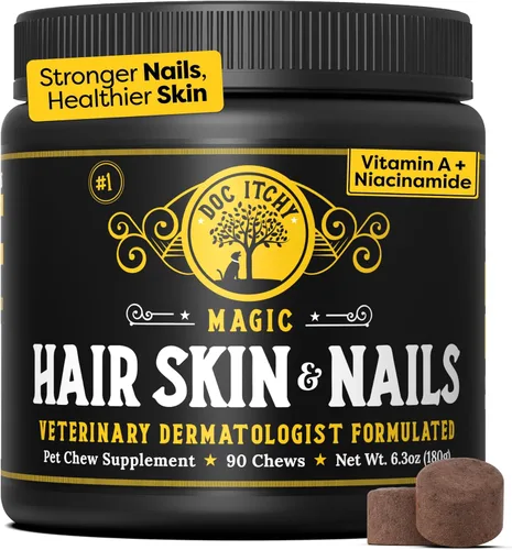 Suplemento médico para el cabello, piel y uñas para perros, vitamina A, niacinamida y Omega 3 de la EPA para perros, súper nutrientes para mejorar