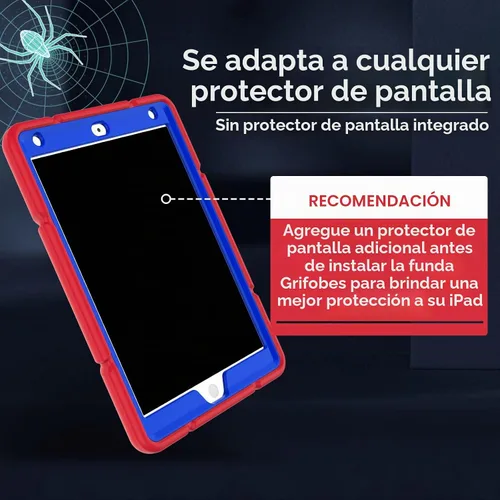 Vista 5 de Grifobes - Funda para iPad de 9.ª generación, para iPad de 8.ª/7.ª generación 2021/2020/2019, funda protectora resistente de 10.2" con soporte