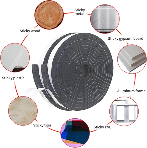 Vista 6 de Cinta aislante de espuma autoadhesiva, burletes de 1 x 1/8 pulgadas x 5 metros para puertas y ventanas, sello de puerta a prueba de sonido