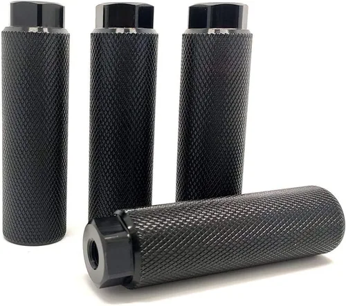 4 clavijas de pie de bicicleta, cilindro de aleación de aluminio de 4 pulgadas de longitud, ajuste antideslizante, ejes de 3/8 pulgadas (negro)