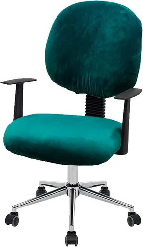 Vista 8 de ITFRO Funda negra para silla de oficina, de terciopelo, elástica, 2 piezas, funda para silla de escritorio de computadora, funda giratoria universal