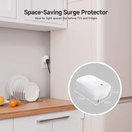 Vista 7 de Protección contra sobretensiones Cable Matters de una salida [catalogado como ETL] de 1350 julios para TV, PC, Xbox, PS5, refrigerador, cinta