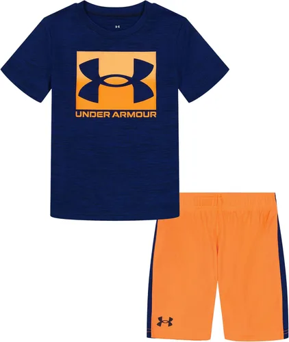 Under Armour Conjunto de camiseta de manga corta y pantalones cortos para niÃ±os, ligero y transpirable, Royal Dropback