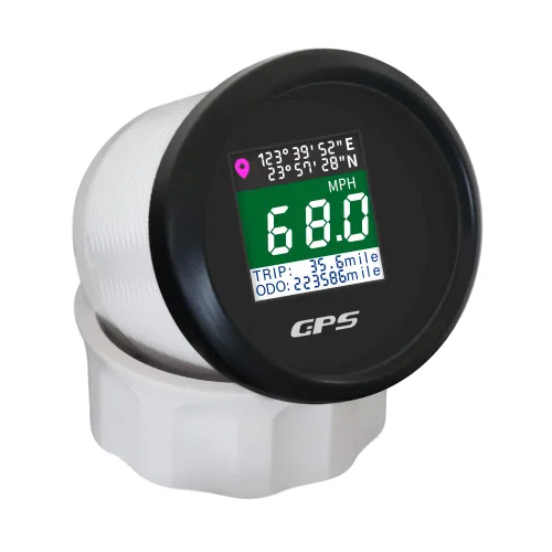 Vista 4 de Kit de medidor de velocímetro digital GPS universal de 2 pulgadas con nudo MPH ajustable ODO Km/h 12 24 voltios (2.047 in negro + negro)
