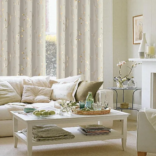 Vista 309 de BUHUA - Cortinas opacas con estampado floral de vid para dormitorio, sala Blanco grisáceo