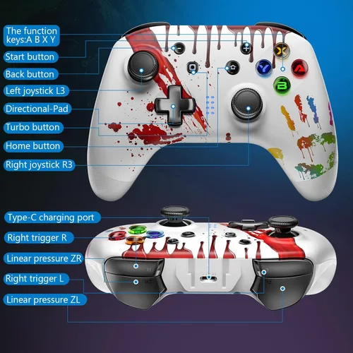 Vista 8 de REDSTORM 2.4g Wireless Game Controller for Windows PC,Android,Switch,Steam Deck, PC Gaming Controller with 4 Programmable Buttons, Dual Vibration