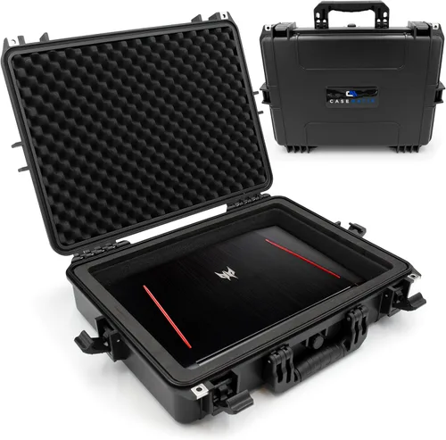Casematix Funda rígida impermeable para laptop de 15 a 17 pulgadas, funda resistente para laptop y portátil compatible con portátiles de 15.6 y 17.3