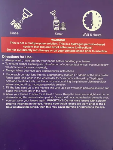 Vista 3 de Up &up Sistema de limpieza y desinfección de cuidado de lentes 3% solución de peróxido de hidrógeno 2 x 12 onzas líquidas, incluye 2 fundas