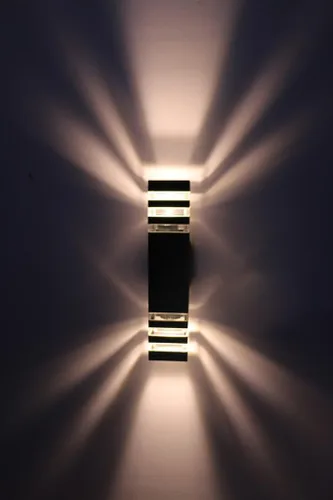 Vista 5 de 6W LED al aire libre impermeable montado en la pared luz E27 bulbo arriba/abajo lámpara accesorio blanco puro