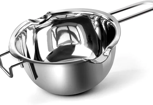 Vista 8 de Olla de acero inoxidable de doble caldera para derretir chocolate, dulces y velas (acero 18/8, capacidad de 2 tazas, 16.2 fl oz)