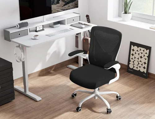 Vista 4 de Silla de oficina ergonómica, sillas de escritorio para computadora cómodas, silla de juegos de respaldo alto de malla con soporte lumbar ajustable