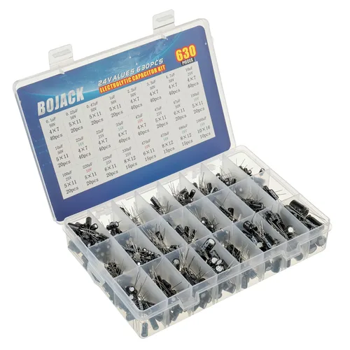 Vista 2 de BOJACK 24Value 630pcs Aluminio Electrolítico Capacitor Surtido Caja Kit Gama 0.1uF-1000uF