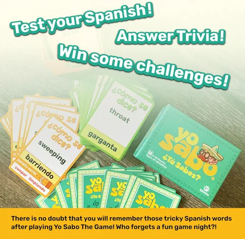 Vista 7 de Yo Sabo: Edición 1 - El juego de cartas bilingüe original - Aprende español con divertidas trivia y desafíos - Juego de mesa familiar con 160 cartas
