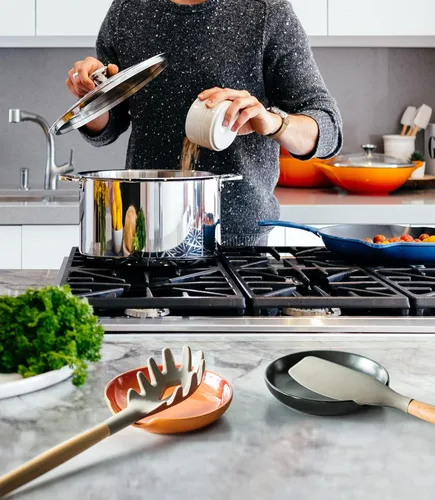 Vista 3 de LYEOBOH Soporte de cuchara para encimera de cocina, soporte grande para cuchara de cocina, soporte de cuchara de cerámica de 5 pulgadas