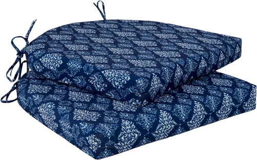 Vista 28 de Cozyide Cojines para sillas de exterior, cojines de asiento de patio impermeables con correas ajustables, cojines cuadrados para sillas de patio