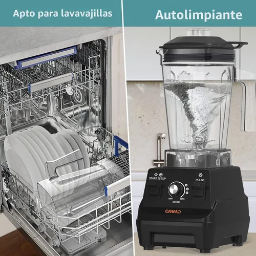 Vista 6 de OMMO Licuadora profesional de alta velocidad de 1800 W, con cuchillas de acero inoxidable duraderas, sin BPA de 60 onzas para batidos y batidos