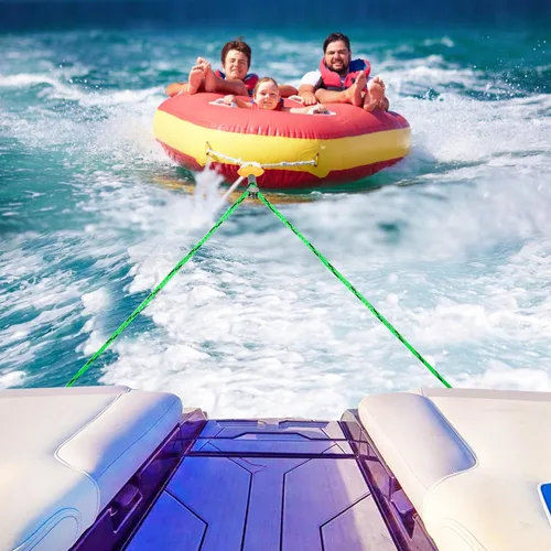 Vista 6 de Arnés de remolque autocentrante para deportes acuáticos con bola de espuma, arnés de remolque de barco resistente con 2 jinetes permanentes de acero