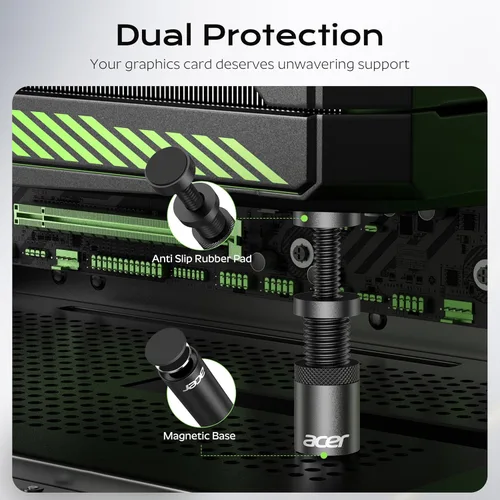 Vista 2 de acer Soporte de GPU, soporte de hundimiento de GPU, soporte de tarjeta gráfica GPU con imán y base antideslizante, soporte para tarjeta de video