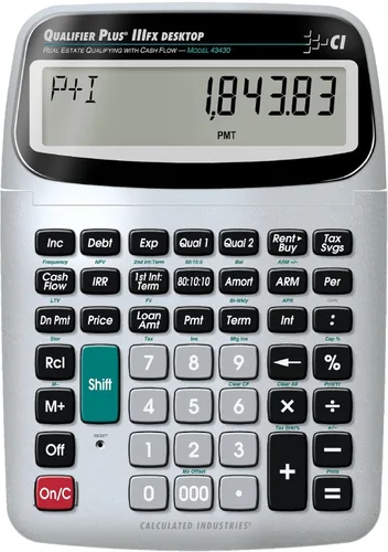 Calculated Industries 43430 Qualifier Plus IIIfx Desktop PRO Calculadora de finanzas hipotecarias de bienes raíces | Llaves claramente etiquetadas |