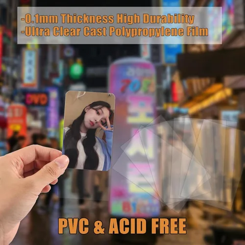 Vista 3 de 300 piezas de fundas para tarjetas fotográficas Kpop, fundas para tarjetas PVC y libres de ácido para tarjetas de intercambio estándar Kpop