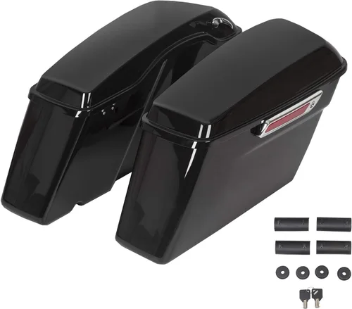 Vista 8 de KUAFU Alforjas de Maletero con Tapa y Pestillo con Llave con Soporte Negro Compatible con Modelos Harley Davidson Softail 1984-2017 Kit de Soporte