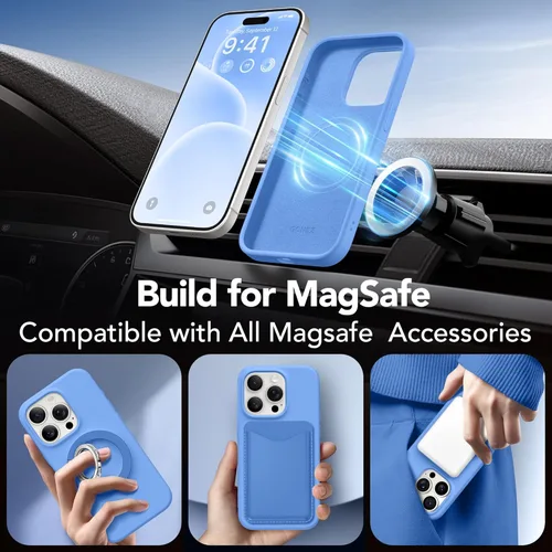 Vista 405 de GONEZ Funda magnética para iPhone 14, compatible con Magsafe, con protector de pantalla + protector de cámara, forro de microfibra antiarañazos